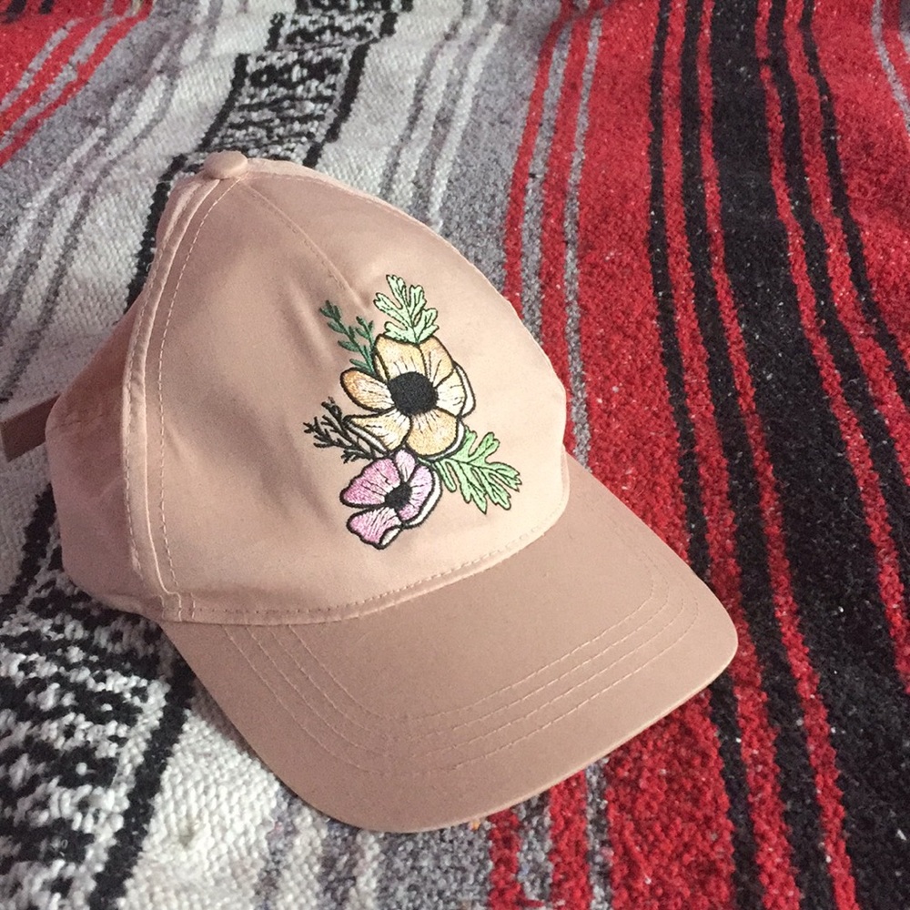 Flower embroidered baseball cap